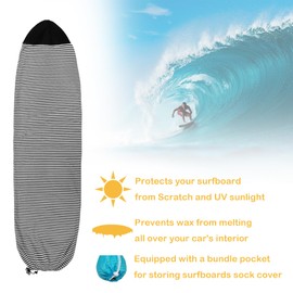 Xinpinzhou Surfboard Sock Cover for Longboard Paddleboard Surf Board Sup Paddle Board, 6.6 FT Foot 7.6ft Surfboard Bag Sleeve with Drawstring Closure 200x50 cm Black