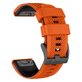 OVERSTEP Compatible with Fenix 5 Watch Band, 22mm Width Soft Silicone Watch Bands for Garmin Fenix 5 Plus/Fenix 6/Fenix 6 Pro/Fenix 7/Fenix 7 Pro/Epix Pro 47mm Smartwatch (Orange Black)