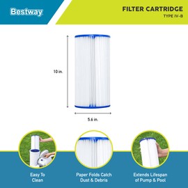 Bestway 58095E Swimming Pool Filter Pump Replacement Cartridge Type IV or Type B for 2,100 to 2,500 GPH Filter Pumps