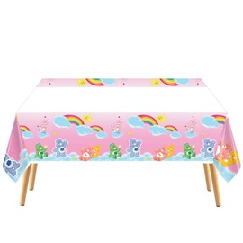 2 pcs Care Cute Bear Tablecloth for Bear Themed Birthday Party Supplies Decorations Cartoon Bear Care Party Tablecover (70.8 * 42.5 inches)