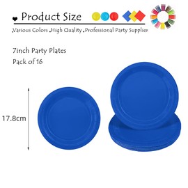 Aisszhao 16pcs Dark Blue Paper Plates 7 Inch Solid Color Paper Plates,Disposable Paper Plates Tableware Birthday Decorations Plates for Him,Her,Men,Women,Adults Tea Party,Paper Plates for Kids Party