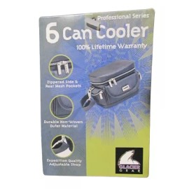 Glacier Gear Nylon Insulated 6-Can 5-Pocket Cooler w/Carry Strap - Gray