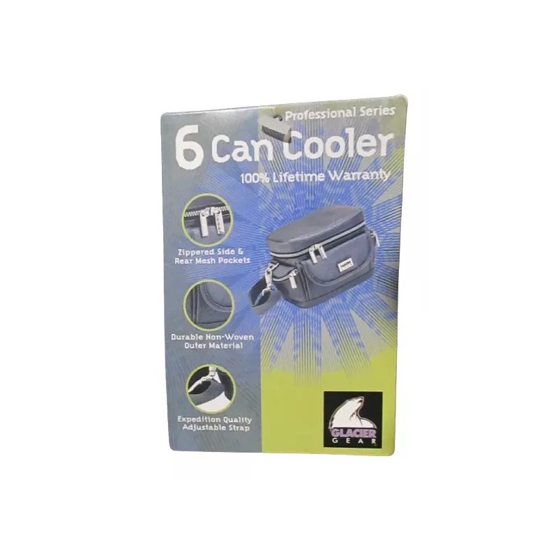 Glacier Gear Nylon Insulated 6-Can 5-Pocket Cooler w/Carry Strap -