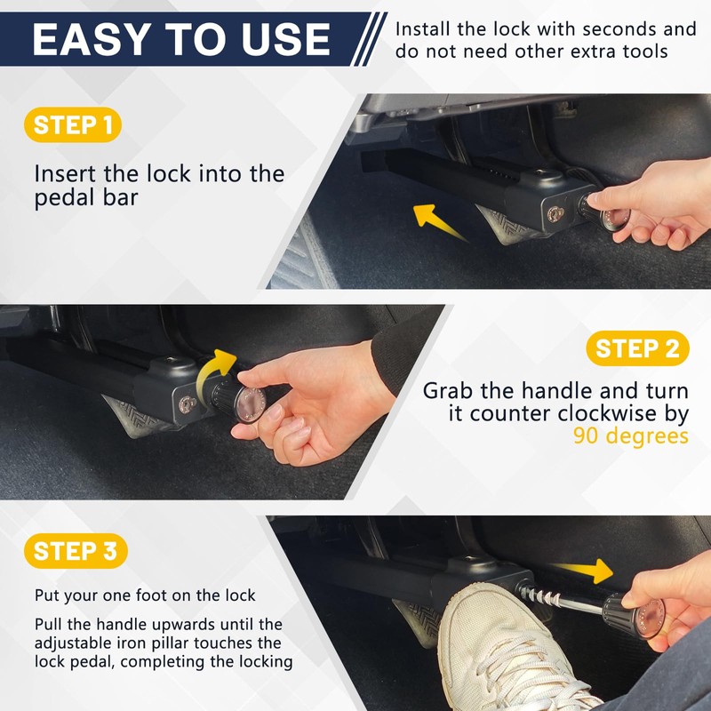 Brake Pedal Lock, Anti Theft Car Device, Universal Car Theft
