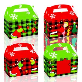 JeVenis 12 PCS Christmas Party Favor Boxes Gingerbread Popcorn Boxes Party Supplies Party Favors Christmas Party Supplies