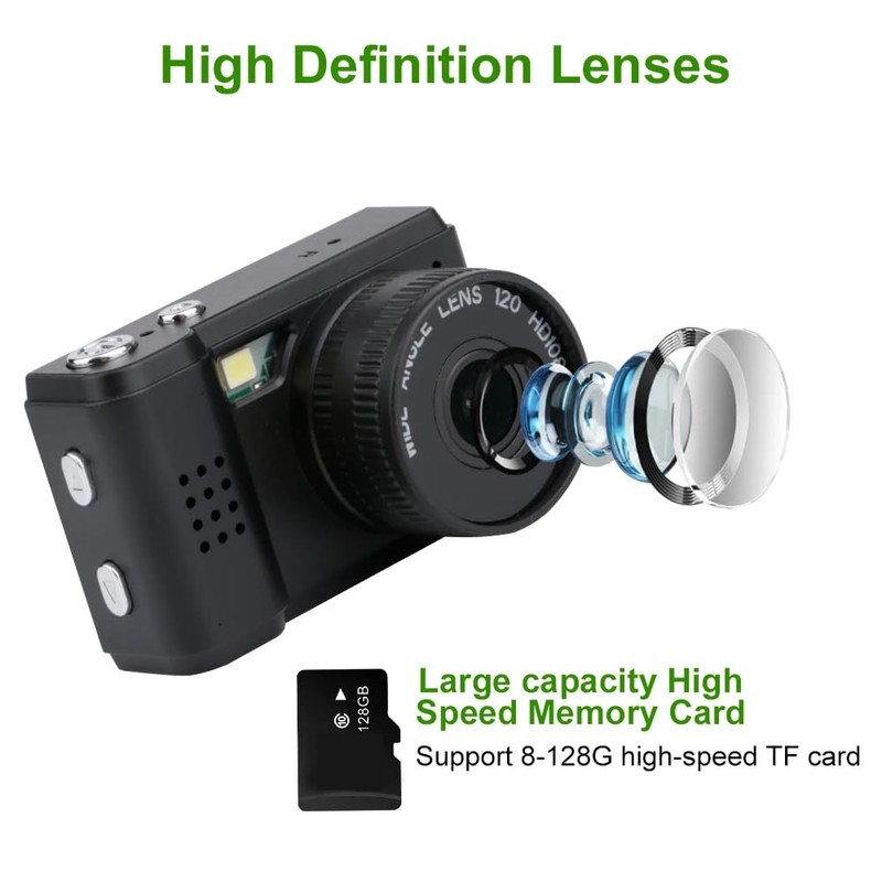 Mini Digital Camera with LCD Screen LED Flash 1080P Full