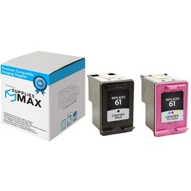 SuppliesMAX Remanufactured Replacement for HP DeskJet 1000/1050/2000/2050/3000/3516/Envy 400/5539 Inkjet Combo Pack (Black/Color) (NO. 61) (CH561EE_1PK/CH562EE_1PKMP)