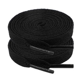 riemot 2 Paar Flach Schnürsenkel 8mm Breit reißfest Schuhbänder Ersatz Shoelaces für Sneaker, Sportschule, Laufschuhe, Herren, Damen, Kinder - Schwarz, 140cm