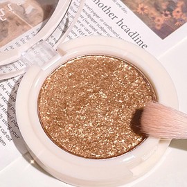 Champagne Golden Glitter Single Eye Shadows Waterproof Long Lasting Gold Shimmer Powder Eyeshadow Highly Pigmented Blendable Champagne Eyeshadow Single Palette