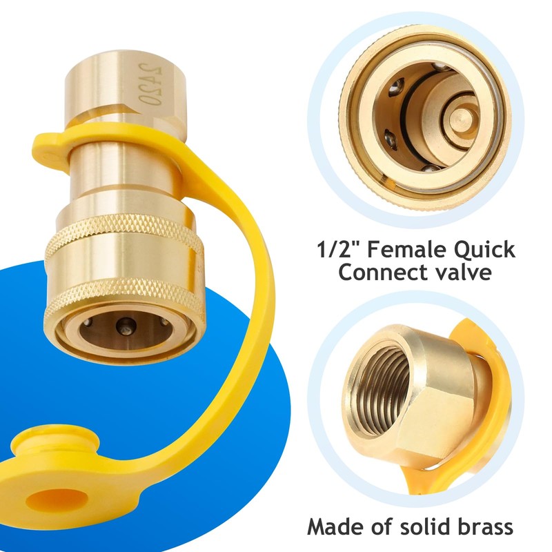 UOIENRT 2Pcs 1/2Inch Gas Quick Connect Kit, Disconnect Connector with