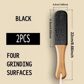 2PCS Foot Scrubber Hard Skin, Foot File & Pumice Stone Pedicure Rasp - Ergonomic Wooden Handle，Foot Pumice Stone for feet,Removing Hard Dead Skin, Calluses & Cracked Heels (Black)