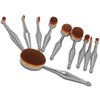 10 Piece Metallic Silver Oval Brush Set