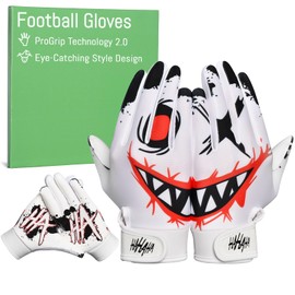 Pixel Panda Youth Football Gloves, Non-Slip Kids Football Gloves with Super Sticky Grip Palm, Breathable Wide Receiver Glove Best Gifts for Boys Girls