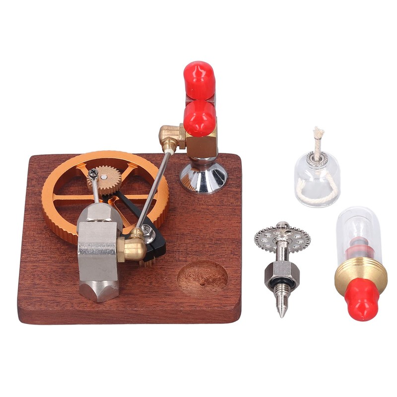 Honio Stirling Engine Model, Ornamen Table Beech Base Stirling Engine