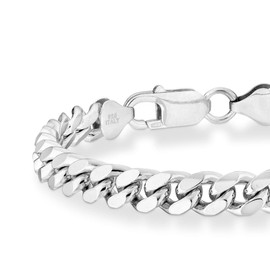 Miabella Italian 925 Sterling Silver Thick 3.2mm, 5mm, 7mm Curb Cuban Link Chain Bracelet, Solid Heavy Sterling Silver Bracelet for Men Made in Italy (8, 7mm)
