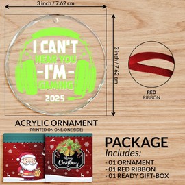 Gifts for Women, Men - I Can't Hear You I'm Gaming Ornament Glass Xmas Gamer Ornaments for Christmas Tree Glass Christmas Video Game Ornament - Decor Control for Men Gamers Teenagers and Kids Boy