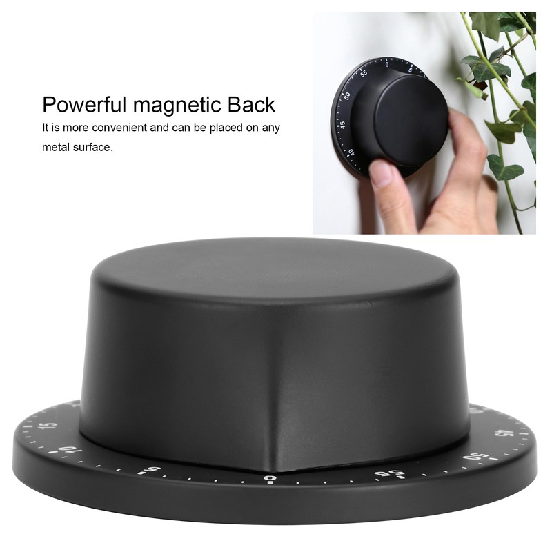 Black Kitchen Mechanical Timer Stainless Steel Reminder for Learning Baking