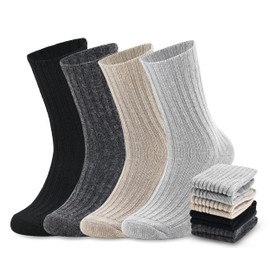 Panda Bros Wool Hiking Socks for Men & Women – Warm Winter Thick Thermal Crew Socks, Cozy Soft Boot Work Socks for Hiking, Outdoor, Cabin (Size 10.5-14, 4 Pack)