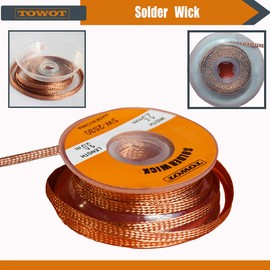 TOWOT Solder Wick Braid With Flux No-Clean Electronic, Desoldering Wick Braid Remover.Desolder Soldering Kit 2.5mm W 0.10'' L 9.8'(2pcs)