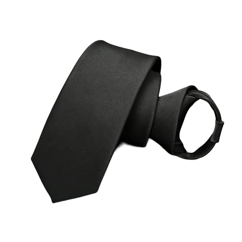 NECOTIA Brand, One-Touch Attachment Necktie, Matte Black, Plain (2.0 inches
