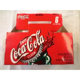 Coca-Cola Classic Bottle cap 6 Pk Carrier Carton  8oz No Refill  Paperboard New