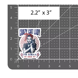 NEW - Kamala Harris "Cat Lady 2024" Campaign Glossy Vinyl Sticker - 2.2" x 3"