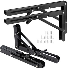 6 PCS 12 Inch Folding Shelf Brackets, Wall Mounted Heavy Duty Collapsible Table Hinge Bracket Metal Shelf Bracket for Table Bench