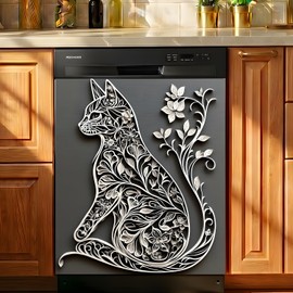Dishwasher Magnets Decorative Cover Cat, Magnetic Dishwasher Cover for Fronts Panel, 23x26 Inch Refrigerator Magnet Decal Cover Sticker for Kitchen Decoration