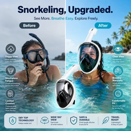 Full Face Snorkel Mask for Adults – Anti-Fog Wide View Design for Swimming & Surface Snorkeling