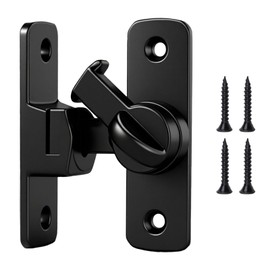 90/180 Degree Door Lock, Black Gate Flip Sliding Barn Gate Lock, Small Latch for Lockable Security Sliding Doors Hardware with Screws for Interior Kitchens, Bedrooms, Study, Bathrooms, Cabinet