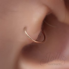 Plain Tragus Ring 20G 14K Gold Filled - Tiny Tragus Hoop Piercing - 7mm Thin Tragus Rings - unisex cartilage piercings for ear- Handcrafted Jewelry for Girls