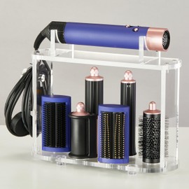 LifeLAZA Acrylic Holder and Organizer Compatible with Airwrap of Dyson and Airwrap Attachments, Airwrap Stand Storage, Countertop Airwrap Styler Rack Compatible with Airwrap Accessories