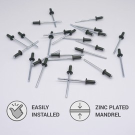 Pack of 100 Painted Blind Rivets 4.0 x 10 mm, Dome Head, DIN 7337, Aluminium Rivets and Steel Mandrel, Pop Rivets (100, Chrome Green RAL 6020)