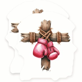 Boxing Gloves Stickers - Wooden Cross - Sports - Fight Gear - 2 Pack - 5" Wide Design - Adheres to Laptops, Tumblers, and More - Made in The USA - AQS4657