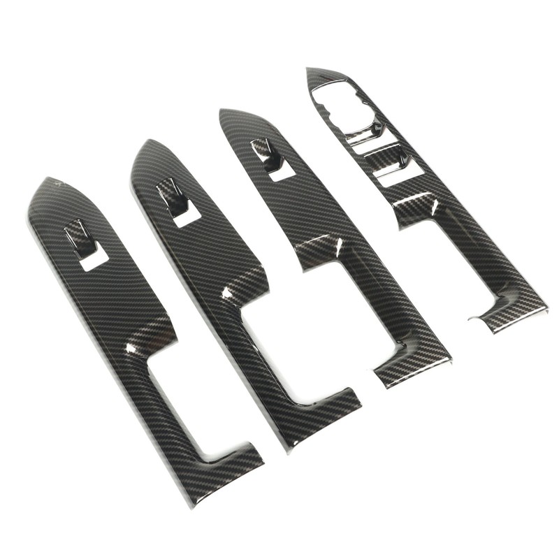 4 Pcs Door Window Control Panel Cover Carbon Fiber Style