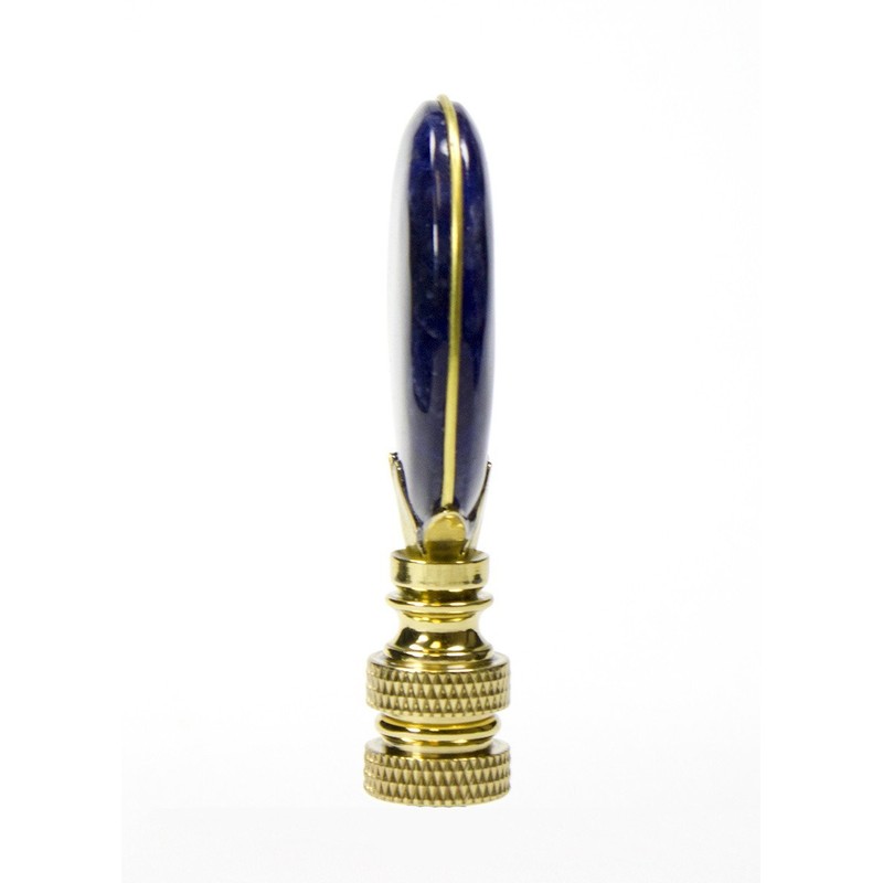 Navy Oval Lapis Lamp Finial Polished Base 2.5"h
