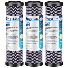 FrigiLife 1 Micron 10" x 2.5" Whole House CTO Carbon Sedimen Water Filter Compatible DuPont WFPFC8002, WFPFC9001, SCWH-5, WHCF-WHWC, FXWTC, RO Unit for Under Sink & Countertop Filtration System,3Pack