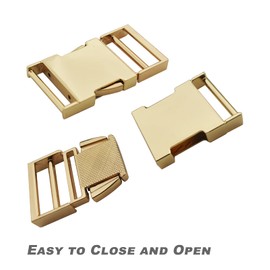 Bytiyar 6 pcs 1 inch Metal Buckles Side Quick Release Single Adjustable Buckle for Straps Paracord Backpack Webbing Belt Dog Collars,Light Gold