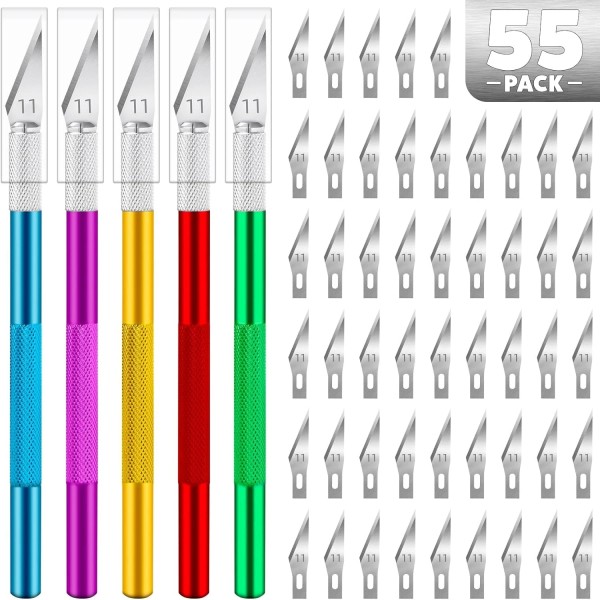 TIFICAL 55PCS Precision Craft Knife Set, 5 Handles + 50