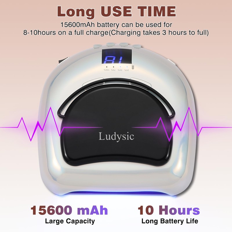 Professional Rechargeable 96W UV LED Nail Lamp, Cordless Nail Dryer