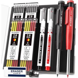 STAGEEK 2PCS Carpenter Pencils with Sharpener, Heavy Duty Woodworking Tools, Mechanical