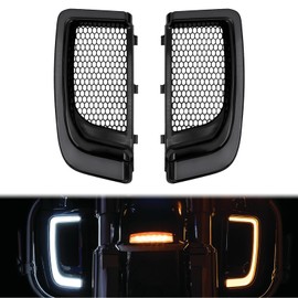 LED Lower Fairing Lights with Turn Signals Running Light for Motorcycle Accessories Fit for Harley Road Glide Street Glide Electra Glide Ultra Limited 2014-2023 Black Grills Smoke Lens