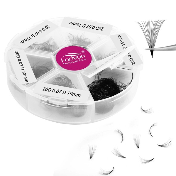 FADVAN Eyelashes Extension Volume Eyelashes Bunch 20D 0.07D Curl 15-20mm