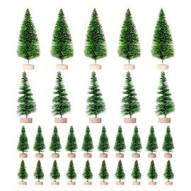 HEMOTON 30 Pieces Mini Christmas Tree Decoration Green Sisal Model Making Miniature Trees Small Christmas Tree Artificial Christmas Tree Christmas Table Decoration Micro Landscape Decoration