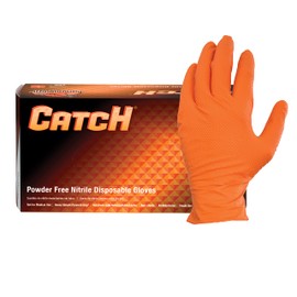 Adenna - CAT458 Catch 8 mil Nitrile Powder Free Gloves (Orange, Large) - (Pack of 10, 1000 Count Total)