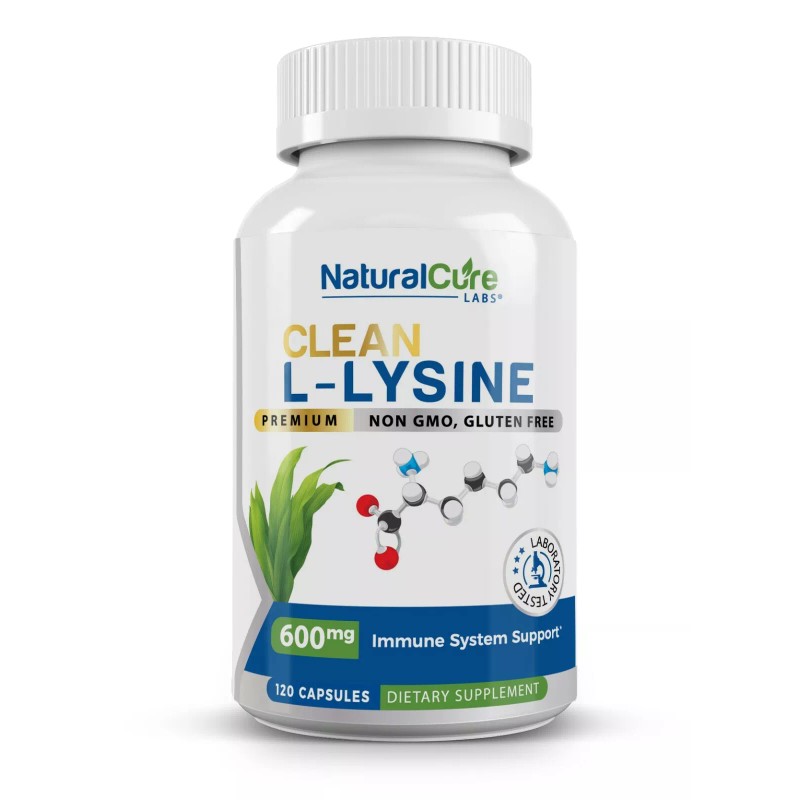 Natural Cure Labs Clean L-Lysine 600mg, 120 Capsules