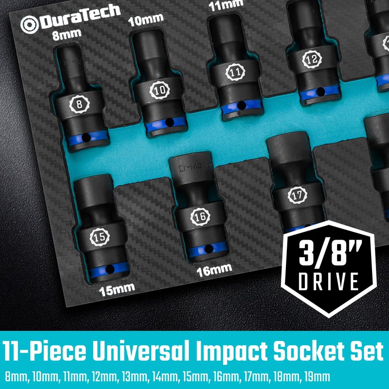 DURATECH 3/8" Drive Impact Universal Joint Socket Set, Swivel Socket