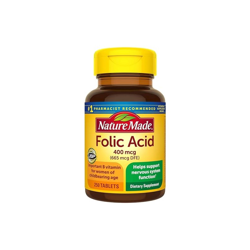 Nature Made Folic Acid 400 mcg Tablets, 250 Tablets