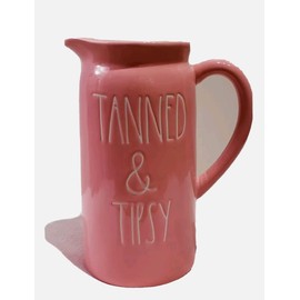 Tanned & Tipsy Pink Ceramic Pitcher 9"