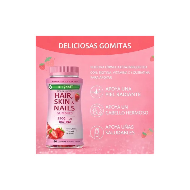 Gomitas Biotina Cabello Piel Uñas 2500 Mcg 80 Gummies